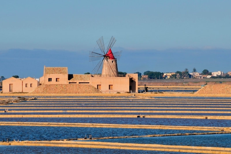 Windmills on the salt pans facing Mozia