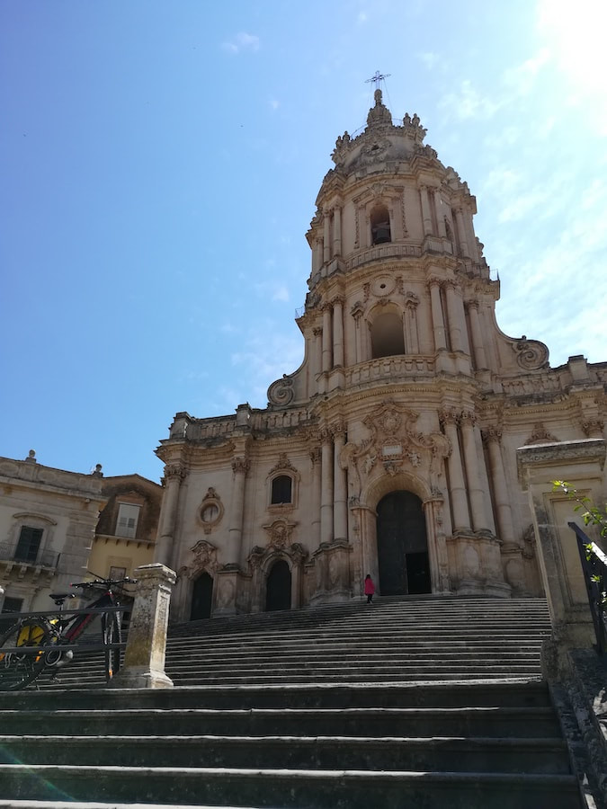 Baroque church and monumental staircase in Modica, a UNESCO town in the Iblei Mountains